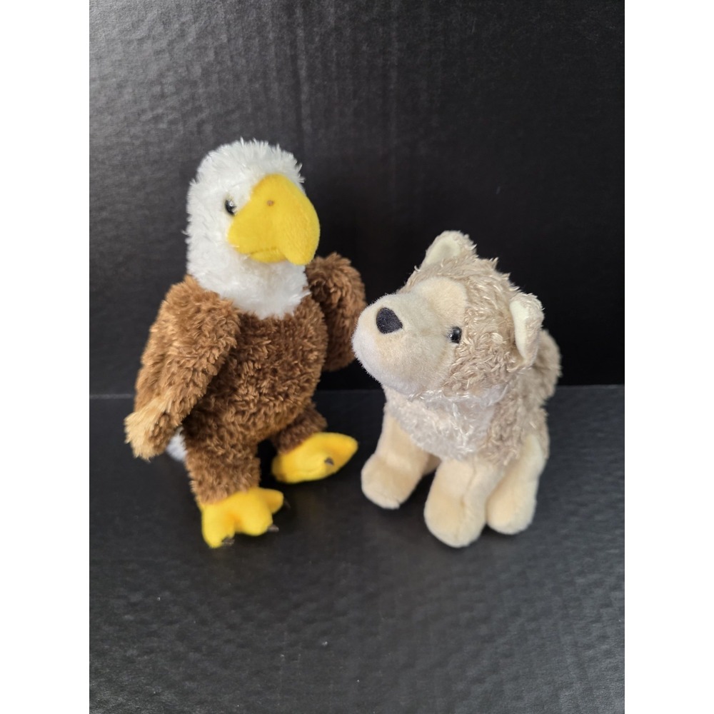 Douglas Cuddle Toys Eagle‎ And Howling Wolf Plush Stuffed Animal Lot